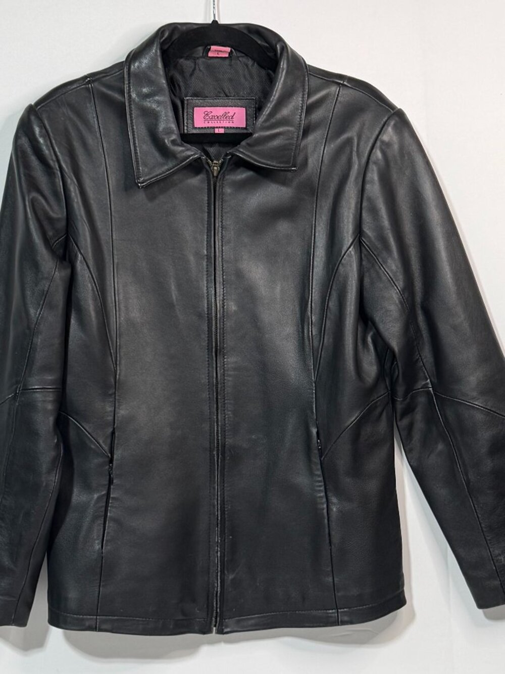 Vintage Excelled Black Leather Zip Scuba Jacket L